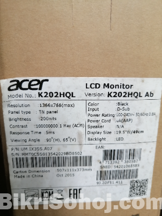 Acer Monitor k202hql 